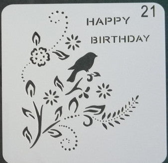 Stencil - Happy Birthday (Bird) - 5*5