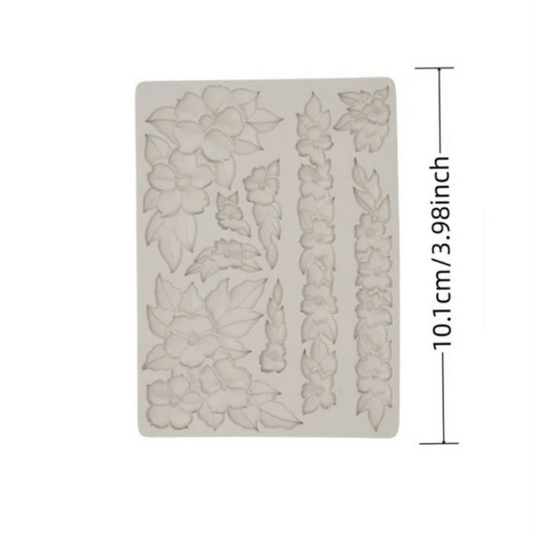 Silicon Mould - Flowers with Border