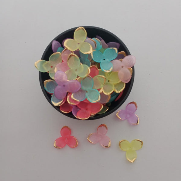Flower Beads - Golden Edge - 3 Petal