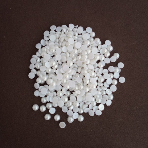 Half Round Beads - White - 6mm