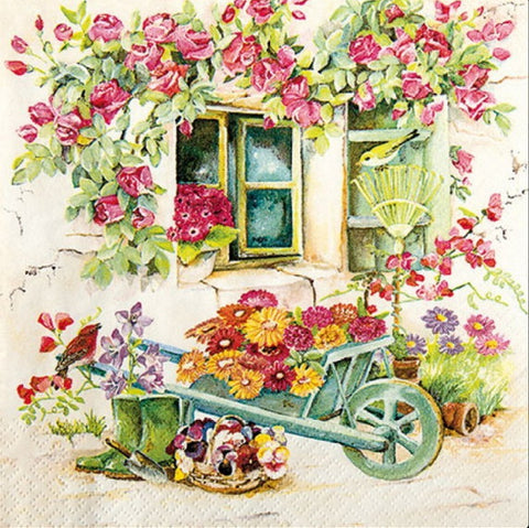 Cart with Flowers 33 X 33 cm