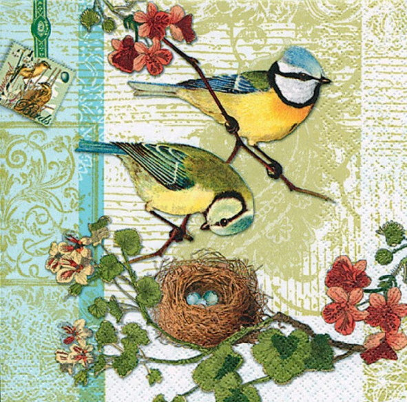 Two Birds and Nest 33 X 33 cm