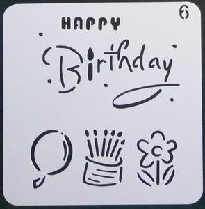 Stencil - Happy Birthday with cake - 5*5