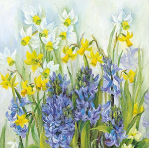 Blue, Yellow and White Flowers 33 X 33 cm
