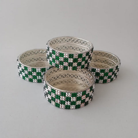 Designer Tealight Holder - Green N Silver