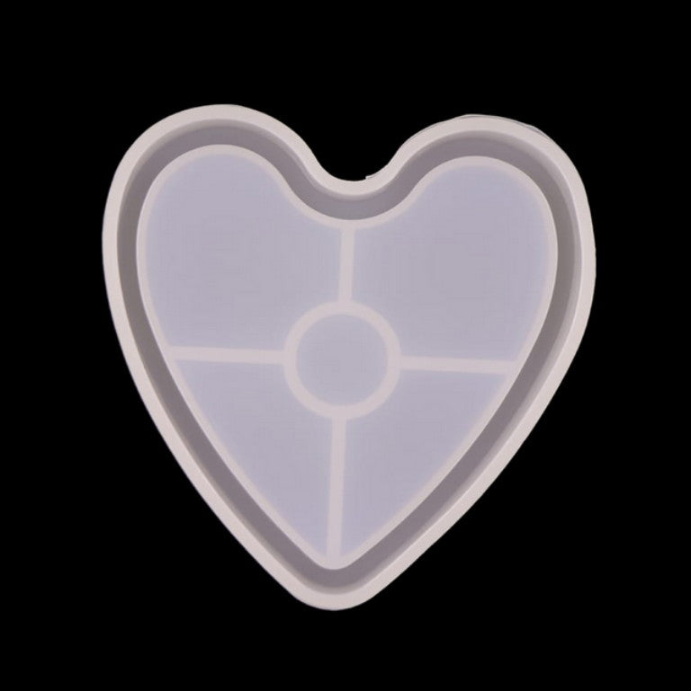 Silicon Mould - Heart Coaster With Border